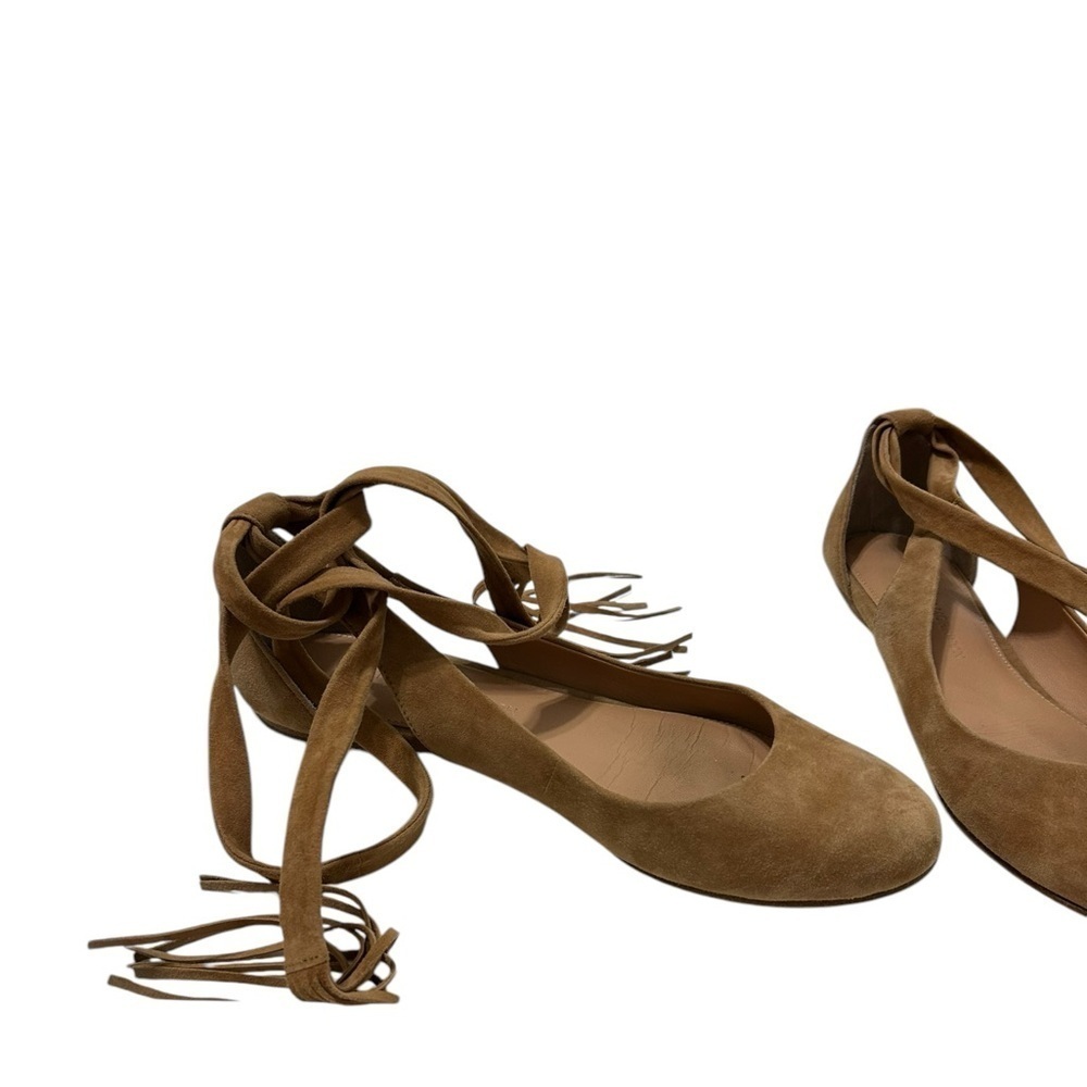 Sigerson Morrison Shoes Women's Size 6.5 Brown suede Ankle Wrap Ballet Flats - Picture 6 of 7